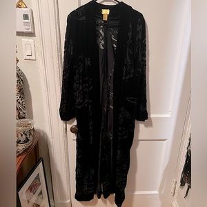 Black burnout velvet maxi duster